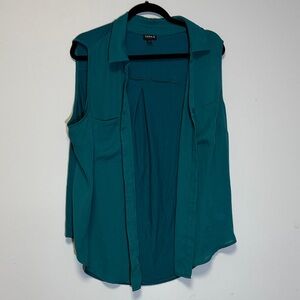 Torrid Teal Sleeveless Button Down Shirt